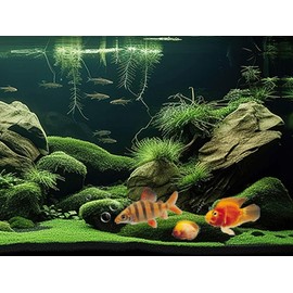 Coveimes Aquarium Background, Under The Sea Scenery Green Seaweed Rock Backdrop, Terrarium Background, Reptile Habitat Fish Tank Decoration