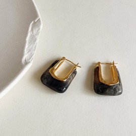 Stocking Stuffers Holiday Outfits for Women 2024 Clear Hoop Earrings for Women Trendy C Shaped Earrings Thick Hoop Earrings Resin Earrings Clear Statement Earrings Geometric Earrings Vintage Jewelry Gift