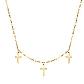 Happiness Boutique Women's Cross Necklace in Gold Colour Filigree Necklace with Cross Pendants Stainless Steel Jewellery, Gold Stainless Steel