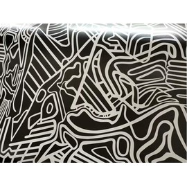 Sky Auto INC Black & White Lines Pattern Matte Vinyl Car Wrap Film Sheet + Free Tools (2ft and Up) (20FT x 5FT / 240" x 60")