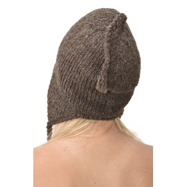 Hand Made 100% Merino Wool Ear Flap Snowboard Ski Chullo Peruvian Style Nepal Himalayan Sherpa Earflap Fleece Lined Winter Beanie Hat Grey