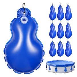 10 Pack Pool Cover Weights Above Ground with Hooks, Leakproof Swimming Pool Cover Hanging Bag Heavy Duty Thick PVC Pool Tarp Weights, Antifreezing Winter Water Bags for Pool Cover Above Ground