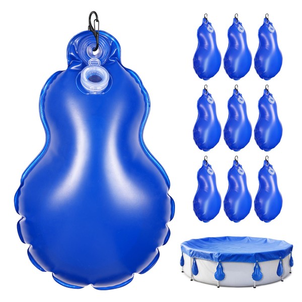 10 Pack Pool Cover Weights Above Ground with Hooks, Leakproof