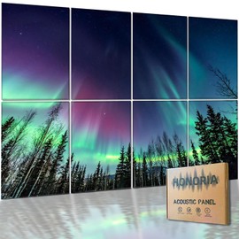 HONORIA 8 Pack Art Acoustic Panels 48X32Inches Sound Absorbing Panels,Self-adhesive Soundproof Wall Panels,Decorative Acoustical Wall Panels,Acoustic Treatment for Home Office&Recording Studio