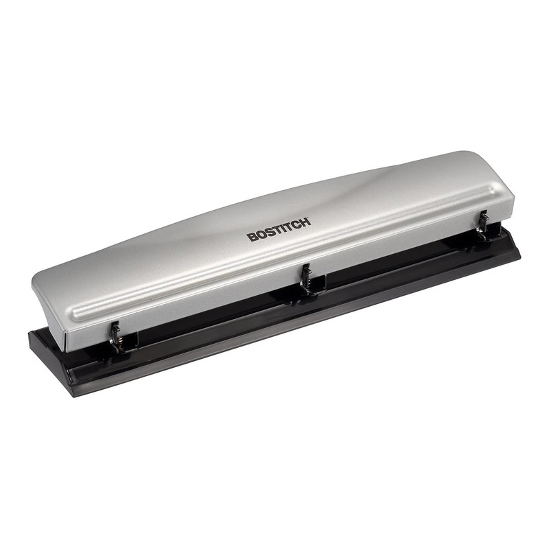 Bostitch Office Premium 3 Hole Punch, 12 Sheet Capacity, Metal,