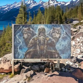 Pandiui23 Decorative House Flag for Yard Norse Viking Runes Print Two Wolves Welcome Yard Flag Hanging Lawn Decoration 3x5ft