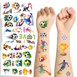 10 Sheets Soccer Temporary Tattoos Stickers,Soccer Birthday Party Supplies Favors Waterproof Fake Tattoos Stickers Party Decorations for Kids Boys Girls School Rewards Gifts