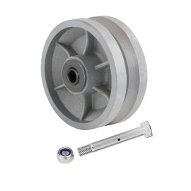 SYRATION 4"x2" Cast Iron V Groove Caster Wheel with Straight Roller Bearing Capacity 800 lbs (4"x2", 1 Silver Wheel)