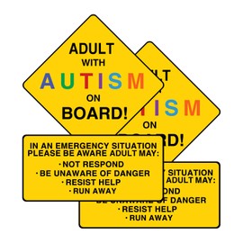 koodbuer Yellow for Adult Autism Awareness Car Decal, 2X Reusable Magnets, Window Suitable, Water Resistant, 30mil Thickness, 8x10 inches, for Car Truck SUV Van