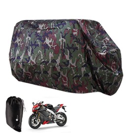 AKORD Motorcycle Waterproof Motorbike Dust Proof UV Protective Breathable Cover Outdoor Camouflage With Carry Bag 245x105x125cm XL Large