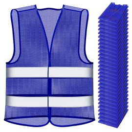 Unittype 30 Pack High Visibility Vest Reflective Safety Vest Hi Vis Mesh Vest Adjustable Size for Men Women Outdoor Works (Blue,25.2 x 26.77 Inch)