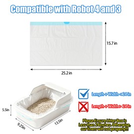 XUEPETT 120 Pack Cat Litter Bags with Drawstring, Compatible with Litter-Robot 3/4 Heavy Duty Cat Litter Box Liners Waste Bags Replacement -25.2"x 15.7"