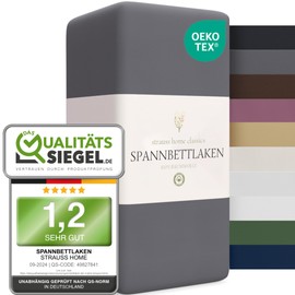 Strauss Home ® Jersey Spannbettlaken Spannbetttuch Bettlaken 40cm Höhe100% Baumwolle 180x220-200x220 cm Übergrösse Wasserbett Boxspringbett