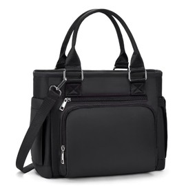 Insulated Lunch Box & Lunch Bag for Women - Large Reusable Lunch Tote Bag for Adults Simple Stylish Ladies Cooler Bag Portable Leakproof Classic Lunchbox for Work/Picnic,(Black 12L)