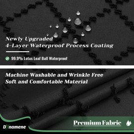 Dynamene Extra Long Shower Curtains, 96 Inch Long Boho Chenille Tufted Geometric Striped Fabric Shower Curtains for Bathroom, Tall Farmhouse Waterproof Cloth Shower Curtain Set 12 Hooks, Black, 72x96