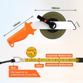 EFUTURETIME Tape Measure 50 m, Millimetre Steel Tape Measure, High Precision Steel Roll Tape Measure, Metal Measuring Tape for Homes, Gardens, Construction Sites, Large Area Measurement