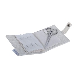 Hobby Gift Needle Case - 5 Sewing Needles 4 Saftey Pins 3 Pins and Scissors Included - 100% Cotton Sharps Storage - 2.5 x 9.5 x 11.5cm - Natural Strawberries