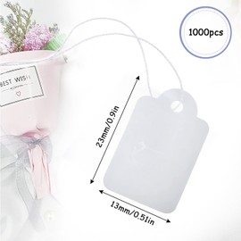 LBING Pack of 1000 price tags, price labels, small hanging labels with thread for flea market, jewellery, clothing