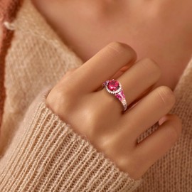 CAIDIKA Red Engagement Promise Ring Sterling Silver Butterfly Band 3.3 cttw Gemstone Statement Cocktail Rings 5A Cubic Zirconia Created Ruby Signet Ring for Women, Size 6