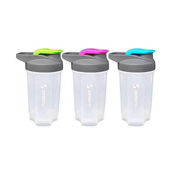 Synergy Protein Nutrition Shaker Bottle 3-Pack (18oz., Blue/Green/Pink)