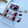 24Pcs Christmas French Tip Press on Nails Short Square Fake