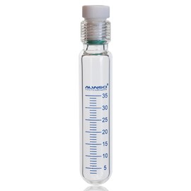 ALWSCI 35ml Heavy Wall Pressure Bottle, 3.3 Borosilicate, 30x150mm, Lab High Glass Pressure Vessel, Cylindrical with 12mm PTFE Thread Seal Plug