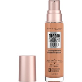 Maybelline Dream Radiant Liquid Medium Coverage Hydrating Makeup, Lightweight Liquid Foundation, Honey Beige, 1 Count