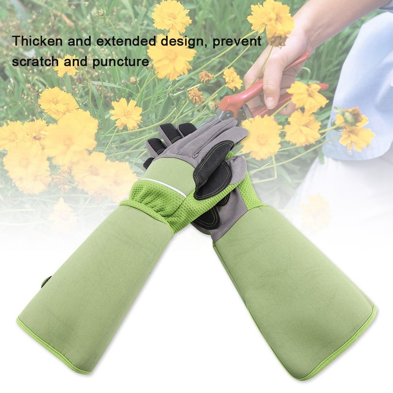Long Rose Pruning Gardening Gloves Puncture Resistant Work Yard Glove(Green)