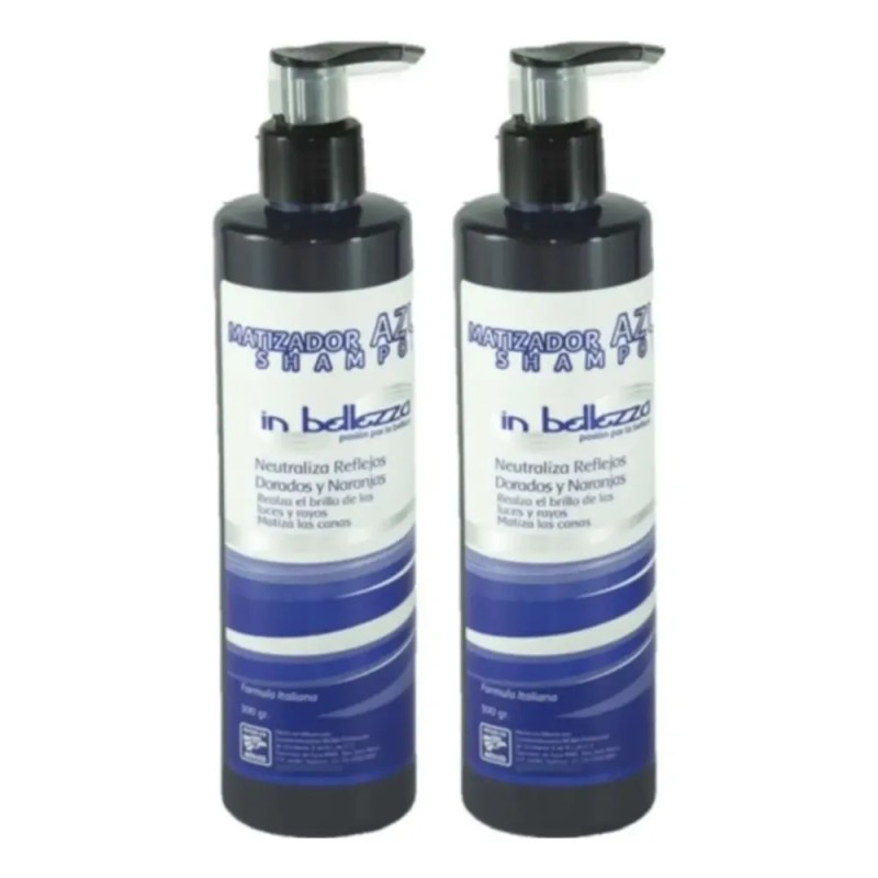 Kit 2 Shampoo Matizador Azul Para El Cabello In Bellezza