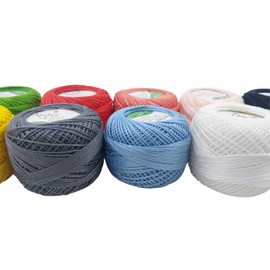 10 Pieces Pearl Cotton Double Shaded Anchor Crochet Cotton Embroidery Thread Balls Size 8 Pearl Balls 2 Ply Crochet Yarn Embroidery (8 Meters Each) (Multicolor 04)