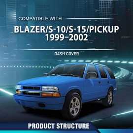 PIT66 TPE Dash Bezel Cover Compatible with Chevy S10 Blazer GMC S15 Jimmy Pickup 1999 2000 2001 2002 Instrument Dashboard Panel Plastic Beige 18647SGR