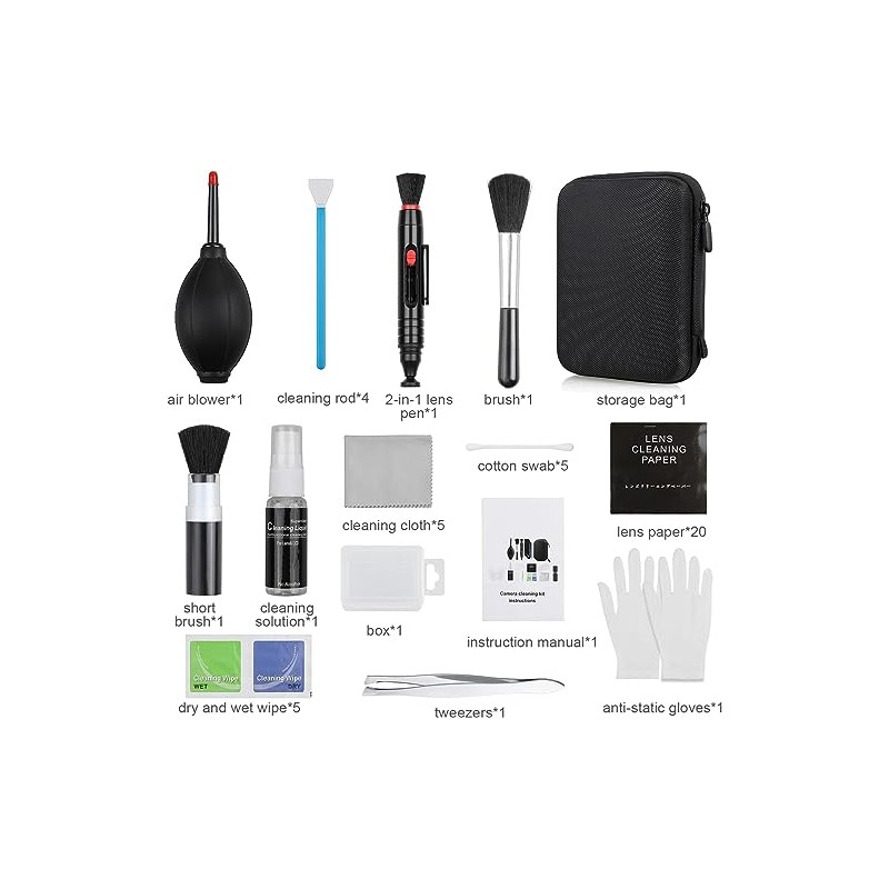Zacro 47 en 1 Kits Limpieza Cámara Reflex Profesional para