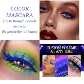 5D Silk Fiber Eyelash Mascara - Blue Volume Mascara with Soft Brush - Lash Sensational Volumizing - Long-Lasting Waterproof No Smudge with False Lash Effect