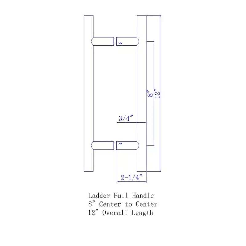 FramelessShowerHardware.com 8" Back to Back Ladder Pull Handle for Frameless