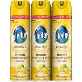 Pledge Multi-Surface Furniture Polish Spray, Works on Wood, Granite, and Leather, Shines and Protects, Lemon, 9.7 oz - Pack of 3