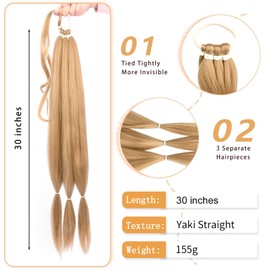 Gledola Long Braided Ponytail Extension, 30 Inch (76 cm), Pre Stretched Braiding Hair Extensions, DIY Braided Ponytail, Synthetic Hair Piece (Champagne, 76 cm)