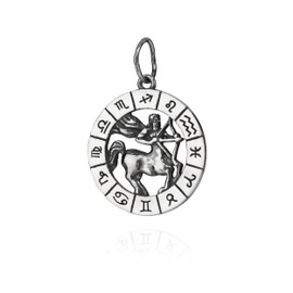 NKlaus 25 mm Zodiac Zodiac Pendant 925 Sterling Silver Horoscope Pendant for Necklace, Silver