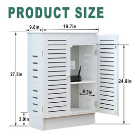 LXSEHN WiFi Router Storage Cabinet, Floor Standing Router Storage Box Modem, Power Strip and Cable Management Hider Organizer for Home and Office (White)