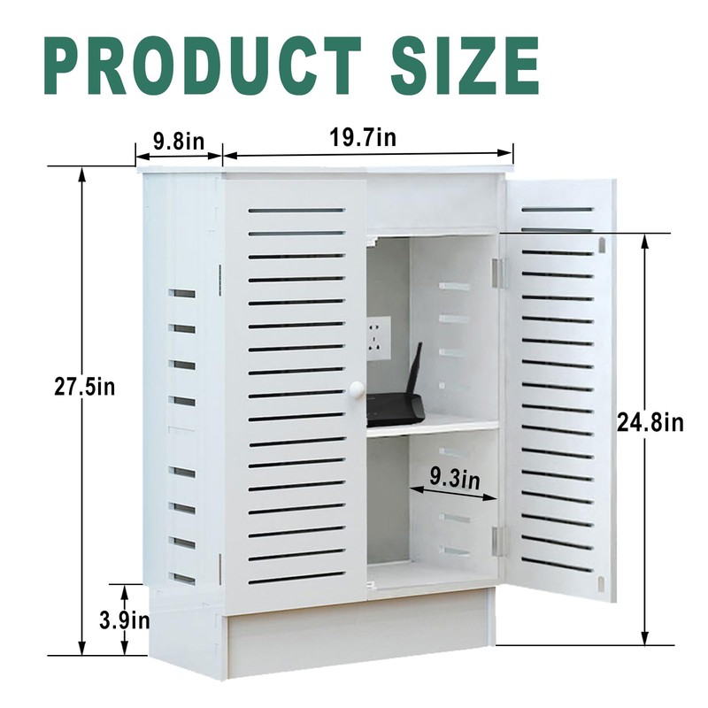 LXSEHN WiFi Router Storage Cabinet, Floor Standing Router Storage Box