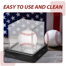 Yardwe Vitrina De BéIsbol Transparente De PláStico con Soporte para Pelota Caja Compacta De ExhibicióN Y Almacenamiento De Balones Deportivos 4.13X4.13X3.74In
