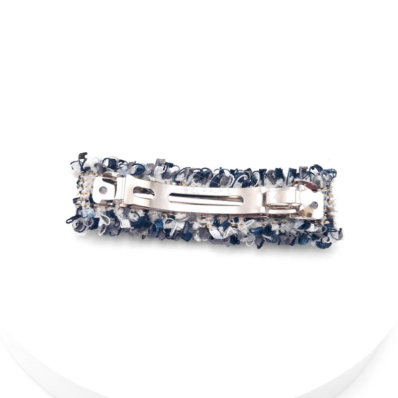 Burnaby blue tweed pearl button hairpin / 버나비 블루 트위드