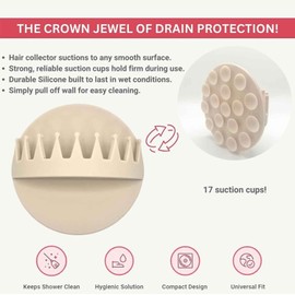 2 PCS Shower Hair Catcher Wall,Hair Collector for Shower,Hair Grabber for Shower Wall,Silicone Drain Protector with 17 Suction Cups for Bath & Shower (Black&Pink)