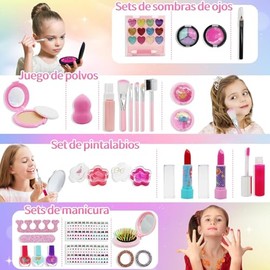 Maquillaje para Niñas, 31Piezas Juguetes de Maquillaje Lavables para Niñas, Kit de Maquillaje de Simulación No Tóxico para Ninas de 4-12 Años, Cosméti