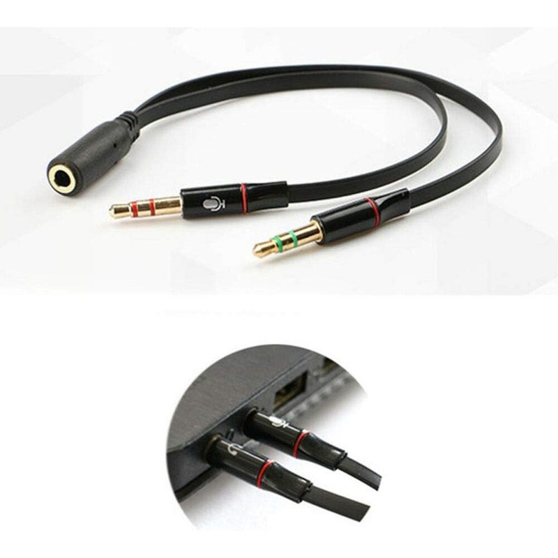 Jinshining Black Headphone Splitter for 3.5mm Female Devices Earbuds and