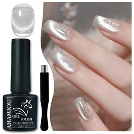 AHAMIOU Crystal Cat Eye Gel Polish Kits Magnetic Nail Polish Set Holographic Cats Eyes Gel Nail Polish Shiny Diamond Glitter Gel with Magnet Stick,#38-1