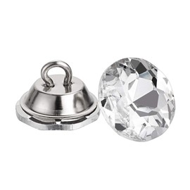 OwnMy 50 PCS 16mm Rhinestone Crystal Buttons Clear Tufting Buttons Upholstery Buttons with Metal Loop Buttons for Sewing Sofa Bed Headboard DIY Crafts Decoration (16MM x 50 PCS)