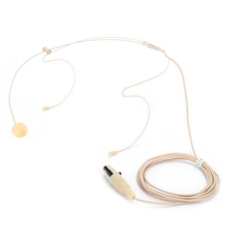 Beige 3Pin Connector Headset Microphone with Capacitance Head for bodypack