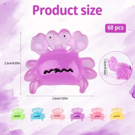 60pcs Mini Resin Animals, 6 Colors Mini Glow Miniature Statue Tiny Resin Animals Figures Cute Mini Garden Decor for DIY Crafts Miniature Landscape Dollhouse Decoration (Crab Style)