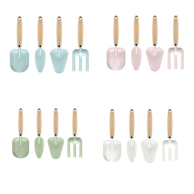 4pcs Garden Shovel Multipurpose Efficient Cartoon Wood Handle Digging Shovel