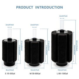 DVHEY 100-120 Gal Large Aquarium Sponge Filter with Air Stone and Ceramic Media,2 Pack Quiet Fish Tank Filters fit Breeding Fry Betta Shrimp Fish Tank